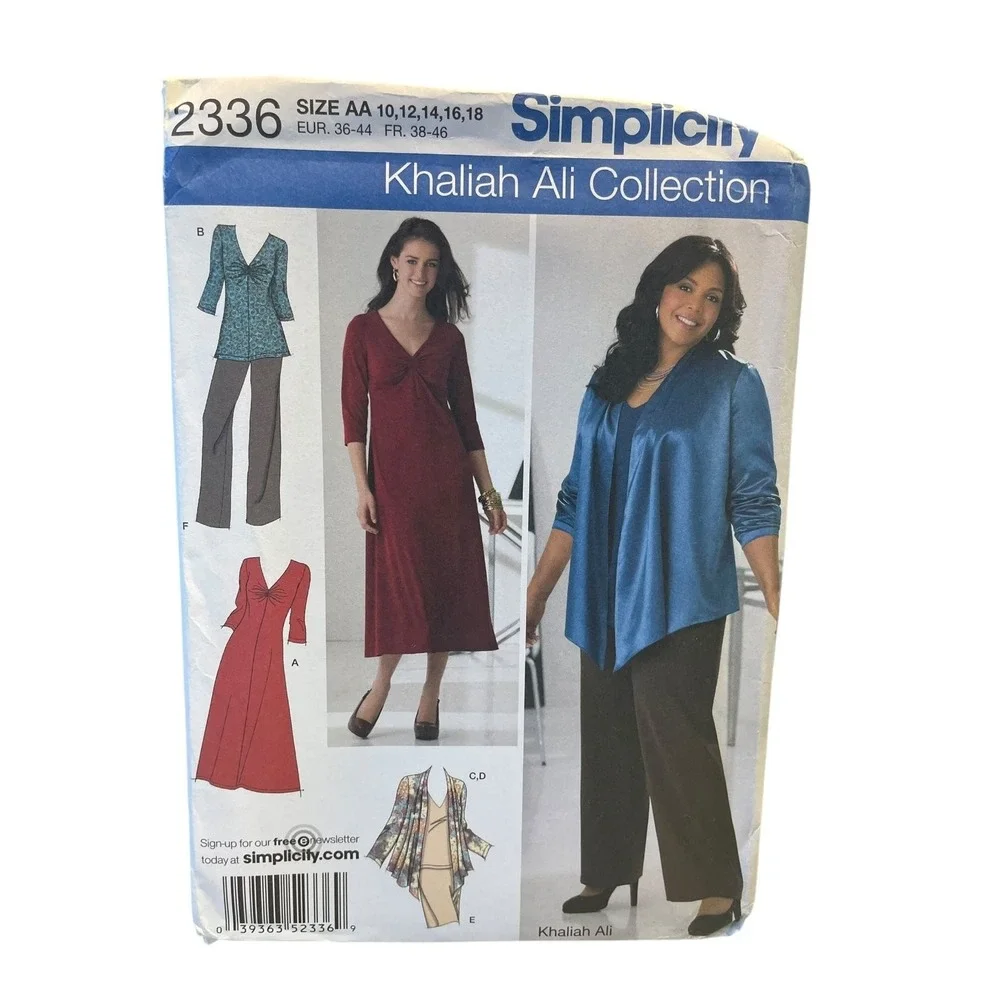 Simplicity 2336 Khaliah Ali Collection Dress‎ Jacket Pants Size 10-18